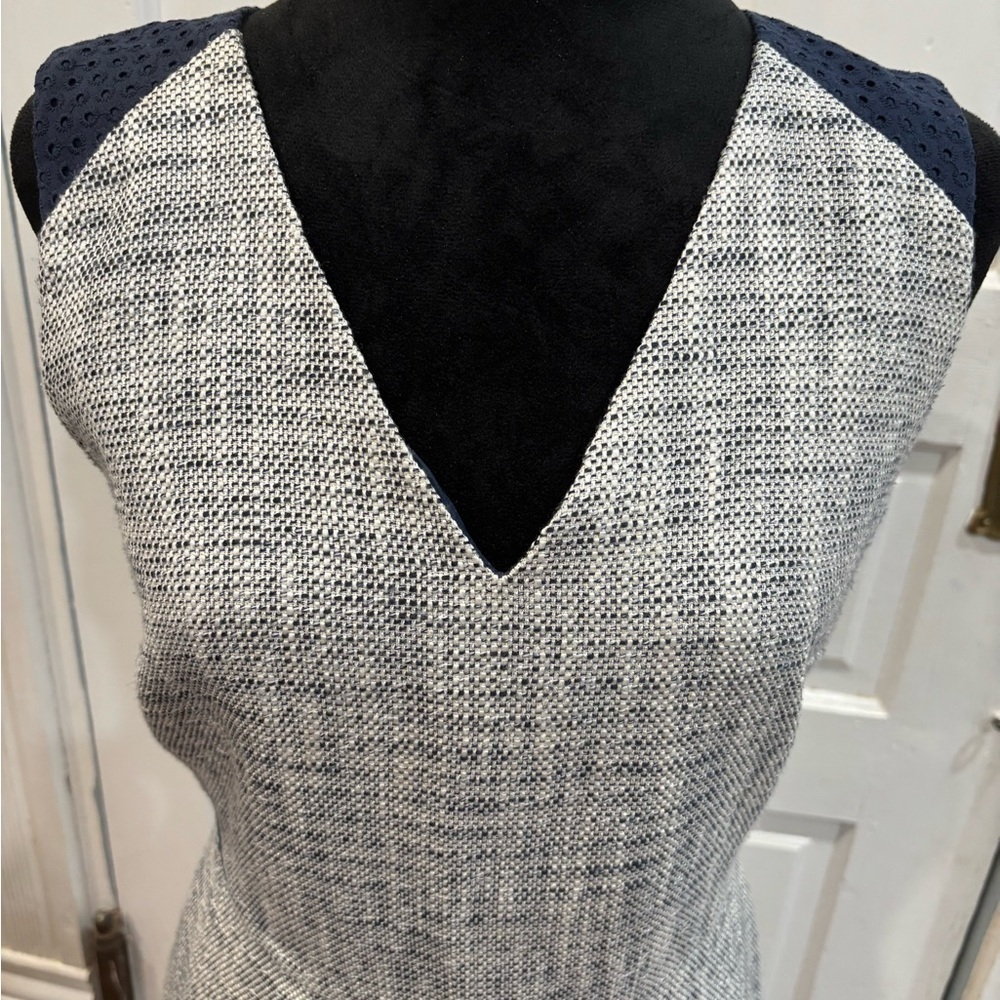 J Crew Sleeveless Twead Eyelet Sheath Office Dress Sz 10 Lined Rn77388 - Picture 5 of 10